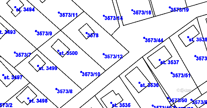 Parcela st. 3573/12 v KÚ Valcha, Katastrální mapa