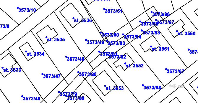 Parcela st. 3573/81 v KÚ Valcha, Katastrální mapa
