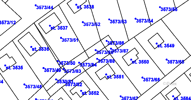 Parcela st. 3573/85 v KÚ Valcha, Katastrální mapa