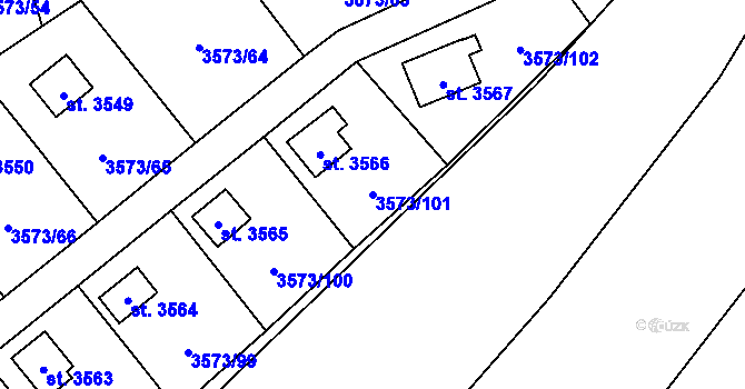 Parcela st. 3573/101 v KÚ Valcha, Katastrální mapa
