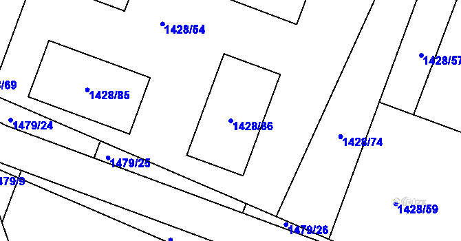 Parcela st. 1428/86 v KÚ Valcha, Katastrální mapa