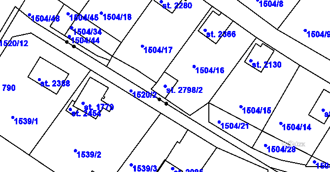 Parcela st. 2798/2 v KÚ Valcha, Katastrální mapa
