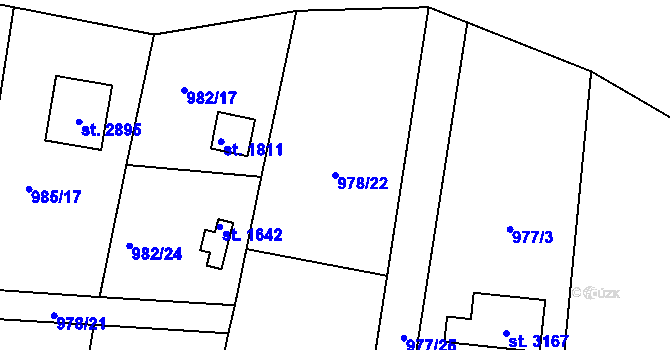 Parcela st. 978/22 v KÚ Valcha, Katastrální mapa