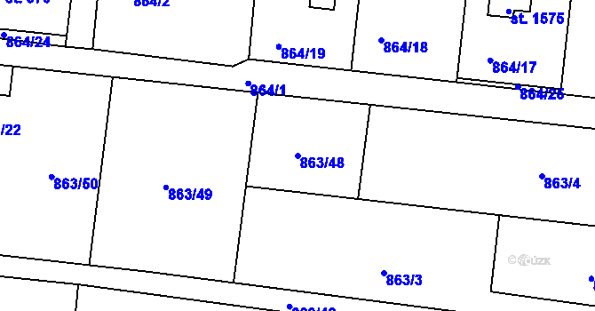 Parcela st. 863/48 v KÚ Valcha, Katastrální mapa