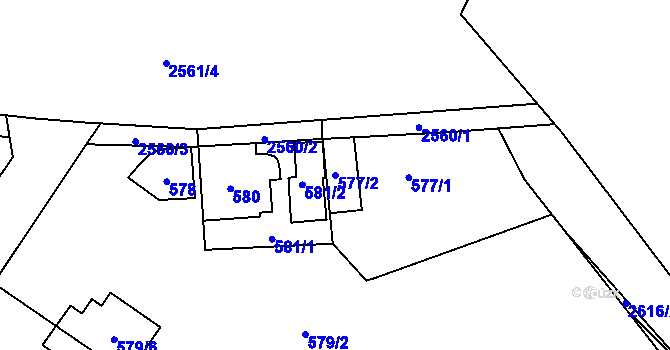 Parcela st. 577/2 v KÚ Skvrňany, Katastrální mapa