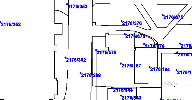 Parcela st. 2176/579 v KÚ Skvrňany, Katastrální mapa