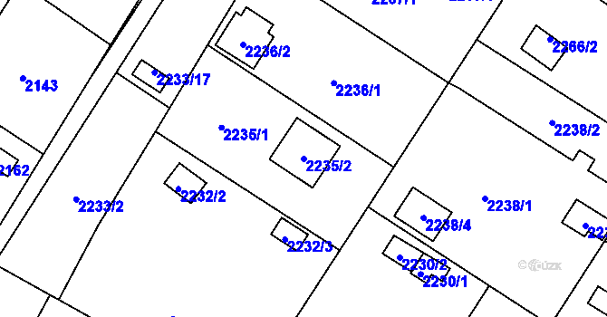 Parcela st. 2235/2 v KÚ Skvrňany, Katastrální mapa