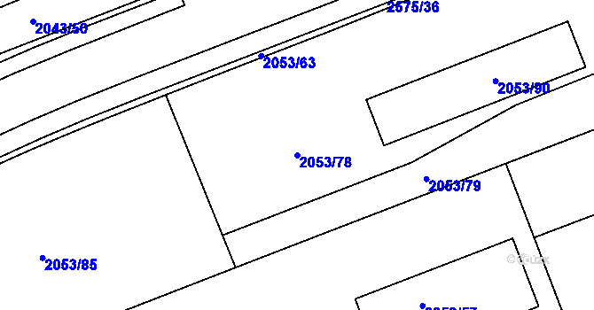 Parcela st. 2053/78 v KÚ Skvrňany, Katastrální mapa