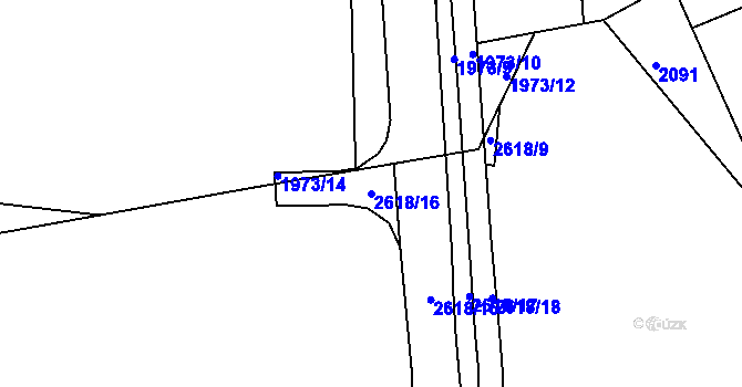 Parcela st. 2618/16 v KÚ Skvrňany, Katastrální mapa