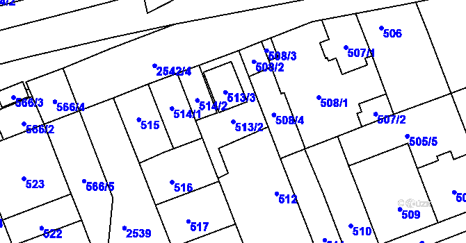 Parcela st. 513/2 v KÚ Skvrňany, Katastrální mapa