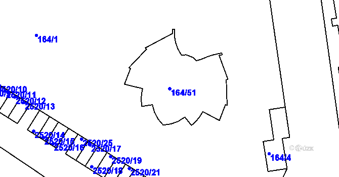 Parcela st. 164/51 v KÚ Skvrňany, Katastrální mapa