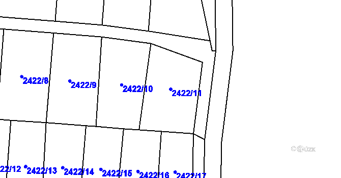 Parcela st. 2422/11 v KÚ Skvrňany, Katastrální mapa