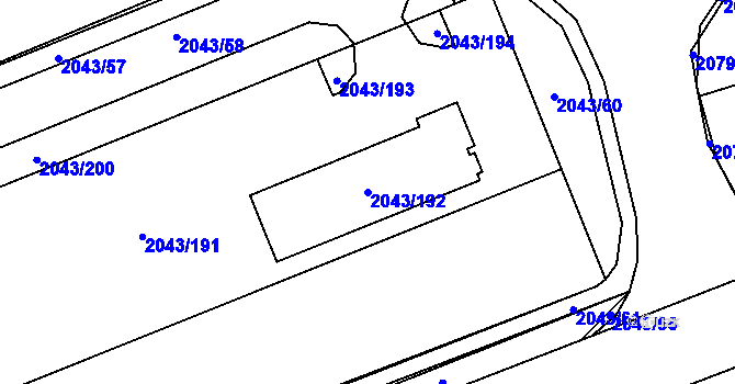 Parcela st. 2043/192 v KÚ Skvrňany, Katastrální mapa