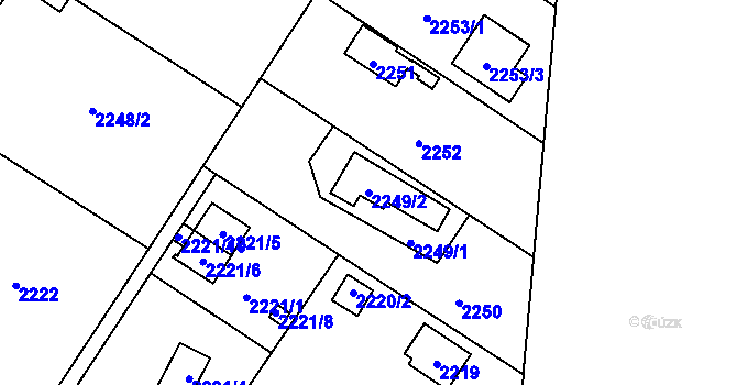 Parcela st. 2249/2 v KÚ Skvrňany, Katastrální mapa