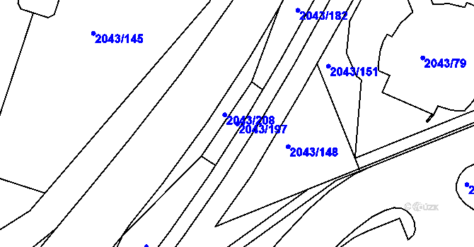Parcela st. 2043/197 v KÚ Skvrňany, Katastrální mapa