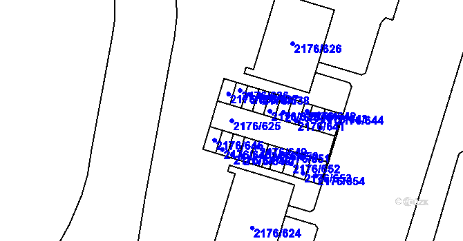 Parcela st. 2176/625 v KÚ Skvrňany, Katastrální mapa