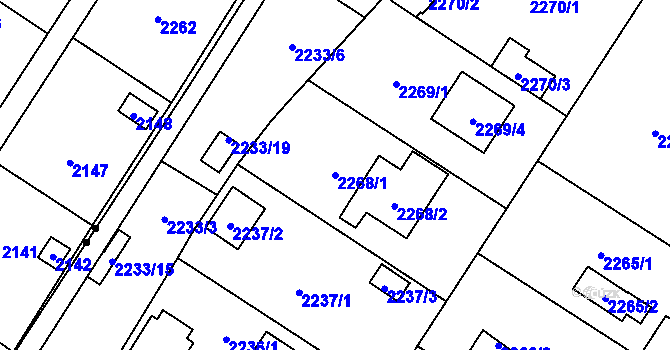 Parcela st. 2268/1 v KÚ Skvrňany, Katastrální mapa