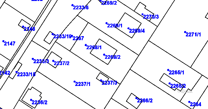 Parcela st. 2268/2 v KÚ Skvrňany, Katastrální mapa