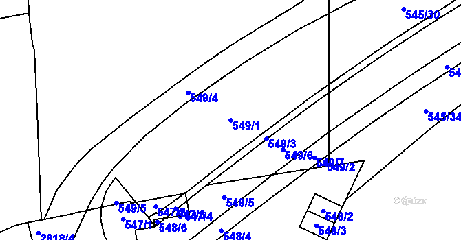 Parcela st. 549/1 v KÚ Skvrňany, Katastrální mapa