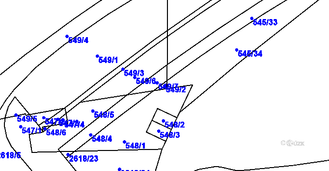 Parcela st. 549/2 v KÚ Skvrňany, Katastrální mapa