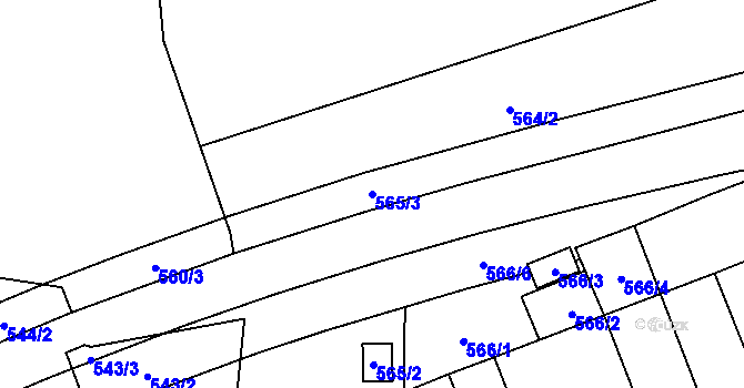Parcela st. 565/3 v KÚ Skvrňany, Katastrální mapa