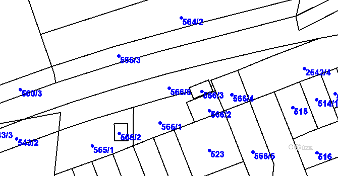 Parcela st. 566/6 v KÚ Skvrňany, Katastrální mapa