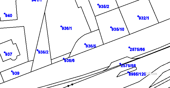 Parcela st. 936/5 v KÚ Skvrňany, Katastrální mapa