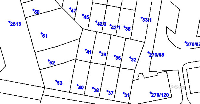 Parcela st. 39 v KÚ Skvrňany, Katastrální mapa