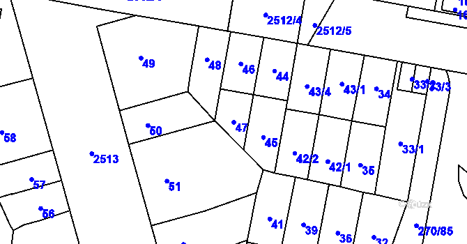 Parcela st. 47 v KÚ Skvrňany, Katastrální mapa