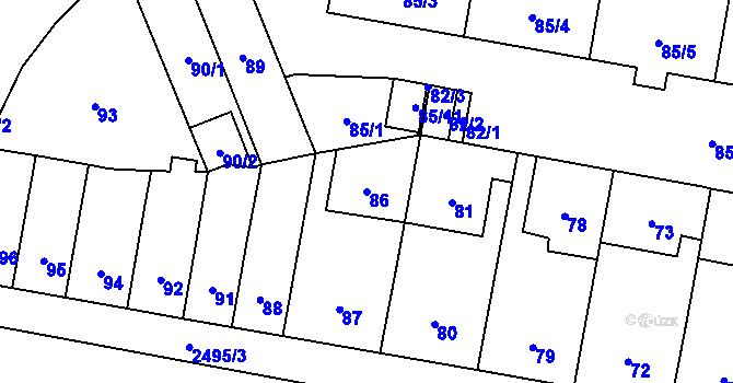 Parcela st. 86 v KÚ Skvrňany, Katastrální mapa