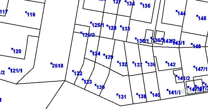 Parcela st. 129 v KÚ Skvrňany, Katastrální mapa