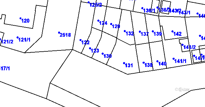 Parcela st. 130 v KÚ Skvrňany, Katastrální mapa