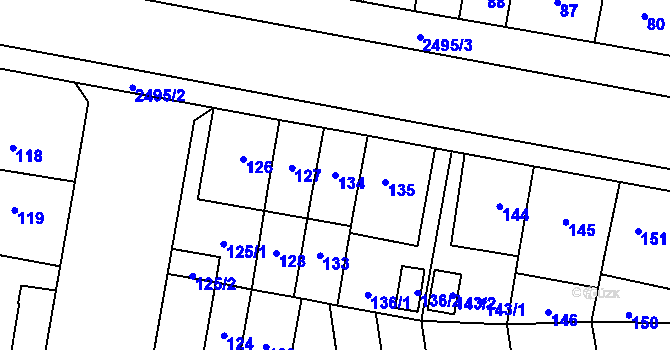 Parcela st. 134 v KÚ Skvrňany, Katastrální mapa