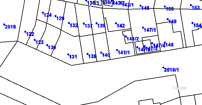Parcela st. 140 v KÚ Skvrňany, Katastrální mapa