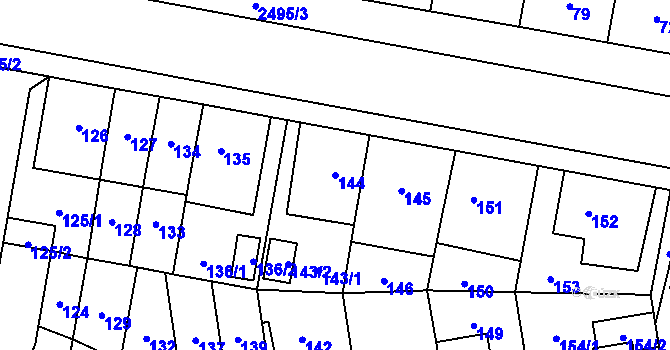 Parcela st. 144 v KÚ Skvrňany, Katastrální mapa