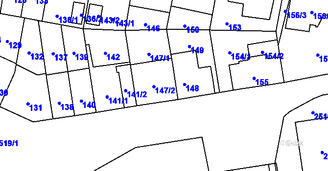 Parcela st. 147/4 v KÚ Skvrňany, Katastrální mapa