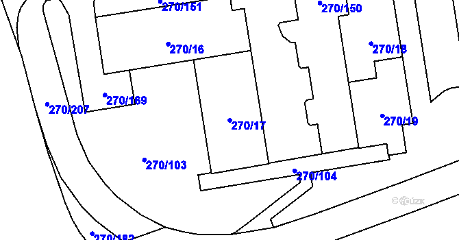 Parcela st. 270/17 v KÚ Skvrňany, Katastrální mapa