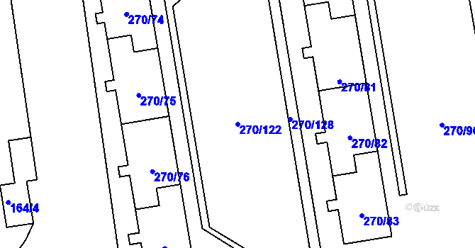 Parcela st. 270/122 v KÚ Skvrňany, Katastrální mapa