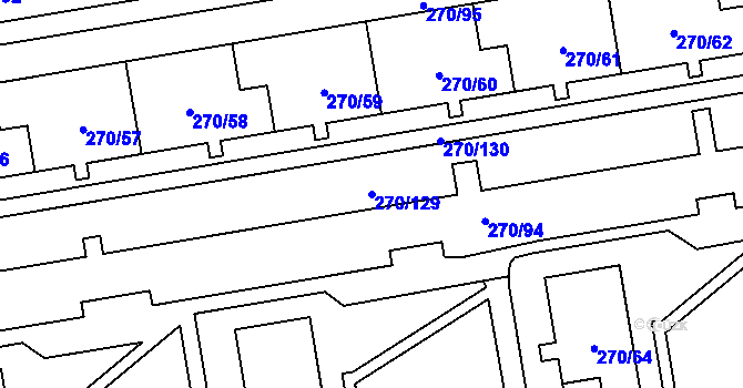 Parcela st. 270/129 v KÚ Skvrňany, Katastrální mapa