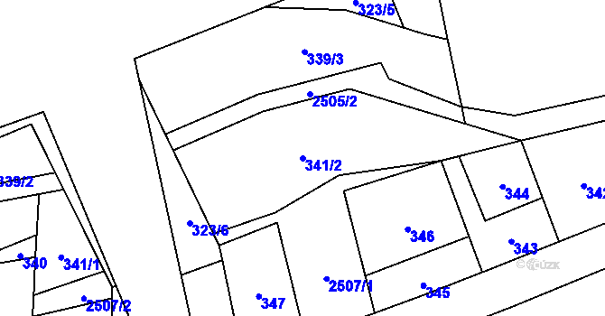 Parcela st. 341/2 v KÚ Skvrňany, Katastrální mapa
