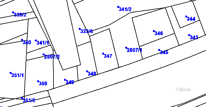 Parcela st. 347 v KÚ Skvrňany, Katastrální mapa