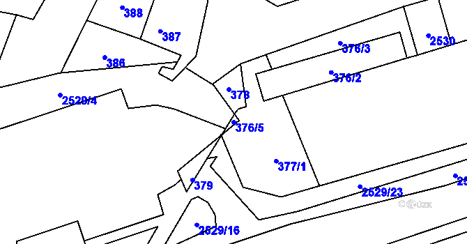 Parcela st. 376/5 v KÚ Skvrňany, Katastrální mapa