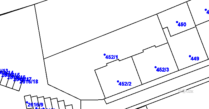 Parcela st. 452/1 v KÚ Skvrňany, Katastrální mapa