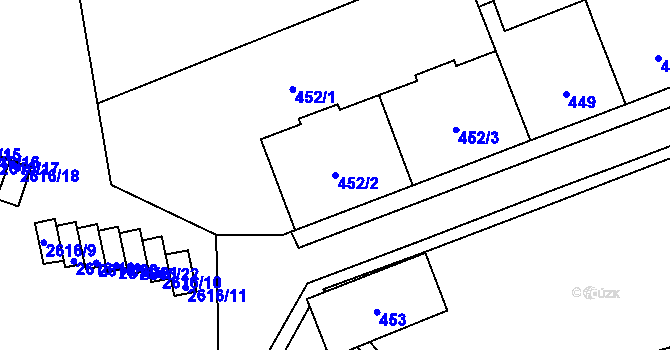 Parcela st. 452/2 v KÚ Skvrňany, Katastrální mapa