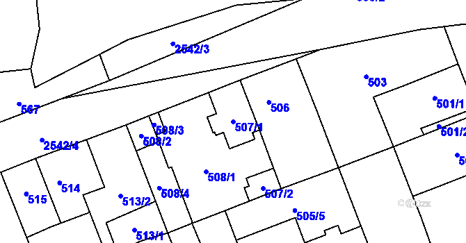 Parcela st. 507/1 v KÚ Skvrňany, Katastrální mapa