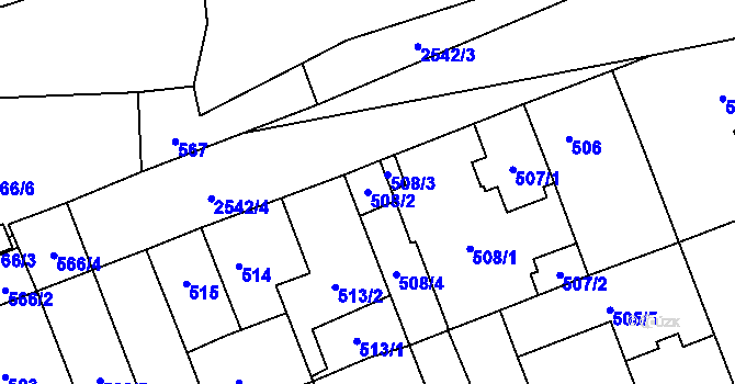 Parcela st. 508/2 v KÚ Skvrňany, Katastrální mapa