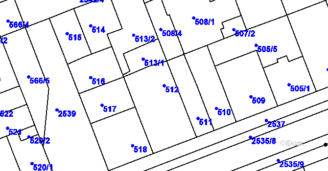 Parcela st. 512 v KÚ Skvrňany, Katastrální mapa