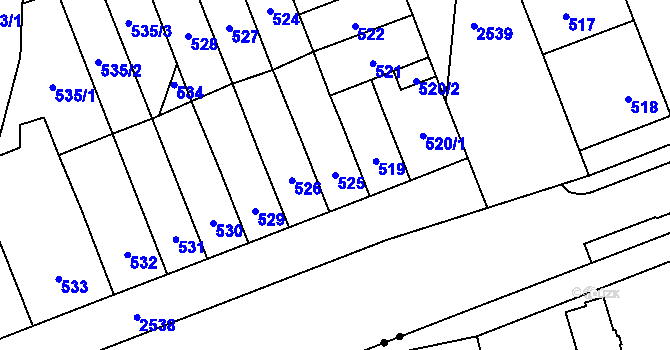 Parcela st. 525 v KÚ Skvrňany, Katastrální mapa