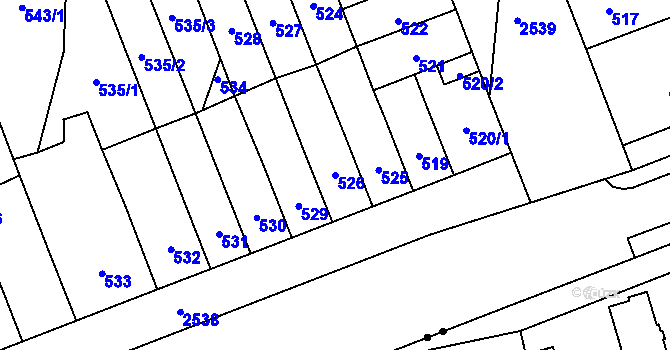 Parcela st. 526 v KÚ Skvrňany, Katastrální mapa