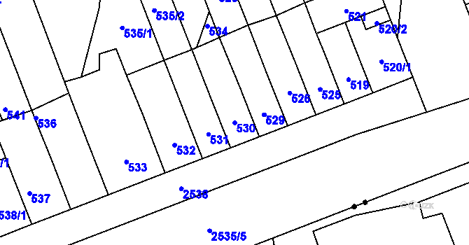 Parcela st. 530 v KÚ Skvrňany, Katastrální mapa